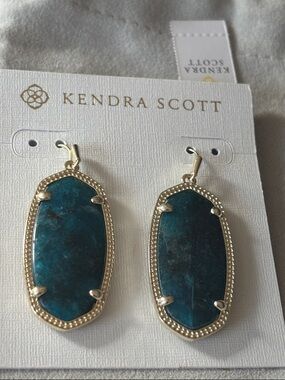 Kendra Scott Danielle Earrings Aqua Apatite Gold new never worn